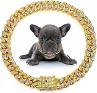 Dog Necklace Metal Cat Chain Pet Crystal Collar Jewelry Accessories For Small Medium Large Dogs Cats