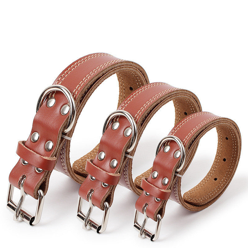 Dog leather traction collar