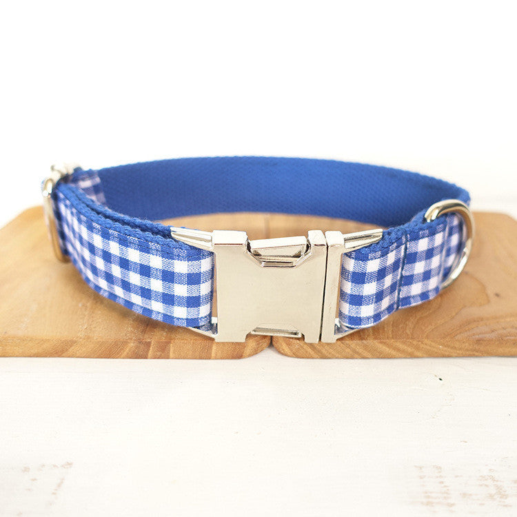 Blue plaid dog collar