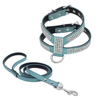 Shiny Rhinestone Pet Chest Harness Dog Leash