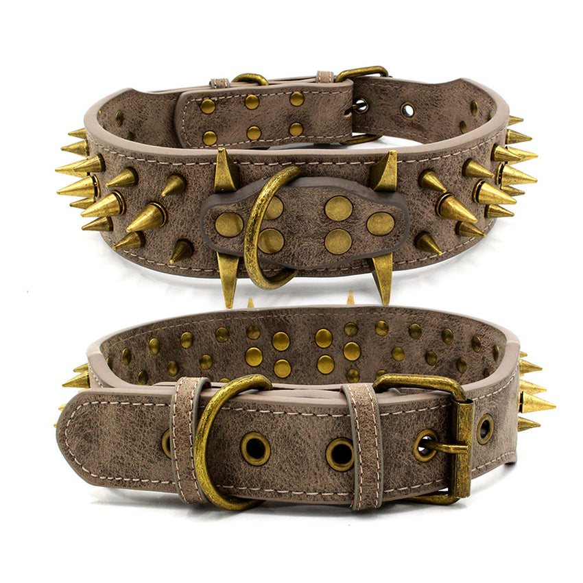 Bronze Rivet Pet Collar For Dog Biting Large Dogs