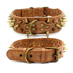 Bronze Rivet Pet Collar For Dog Biting Large Dogs