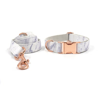 Rose Gold Buckle Marble Dog Collar Pet Collar Leash Set Bow