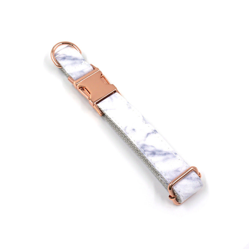 Rose Gold Buckle Marble Dog Collar Pet Collar Leash Set Bow