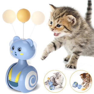 Cat Interactive Feather Toys Pet Bumbler Funny Toy Interactive Cats Toys Cat Rolling Teaser Feather Wand Toys Rotating Ball