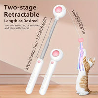 Cat Teaser Stick, Retractable Cat Wand With Replacement Head, Cat Feather Toy, Cat Interactive Toy For Indoor Cats For Relief Boredom And Exercise