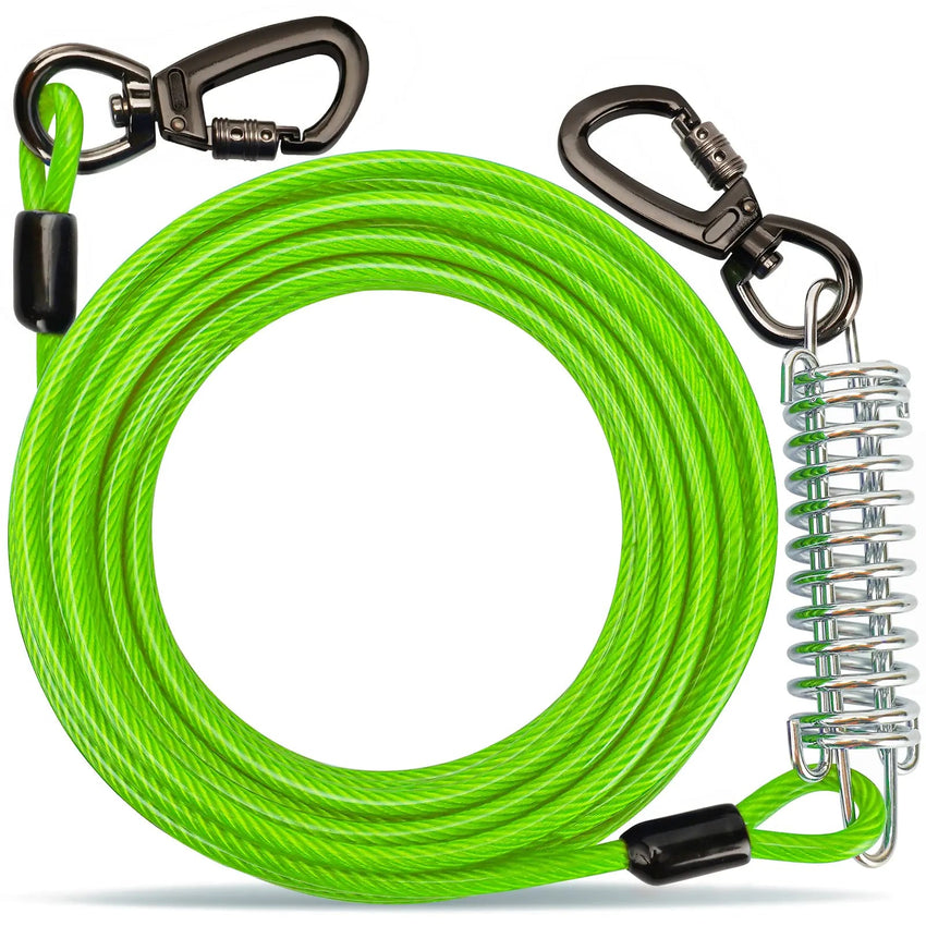 dog tie out - Dog Tie Out Cable Dog Chains for Outside with Durable Spring and Alloy Buckle 10/20/30/50 Ft Tie Out Cable for Dogs Up to 250lbs Dog Leads for Yard Outdoor and Camping - Petcharged