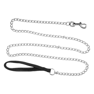 Heavy Duty Dog Leash - 6ft Metal Pet Lead with Stainless Steel Links for Medium Large Dog (Black)