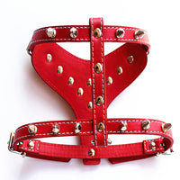 Spiked Studded Leather Puppy Dog Harness Vest For Small Breeds Black