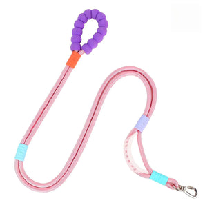 Hands-Free Dog Leash - Double-Layer Rope Dog Leash 5FT with Traffic Padded Two Handle Strong Nylon Dog Training Leash for Medium Large Dogs Hands Free Leashes for Walking Jogging and Hiking Pink