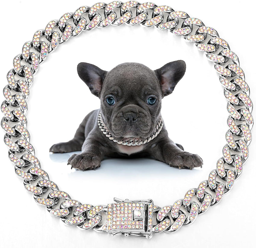 Dog Necklace Metal Cat Chain Pet Crystal Collar Jewelry Accessories For Small Medium Large Dogs Cats