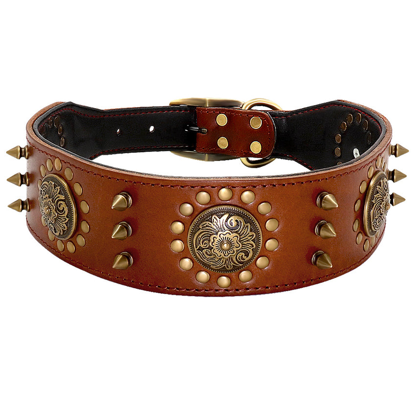 Leather Stud Dog Collar Large Dog Anti-Bite Stud Dog Collar