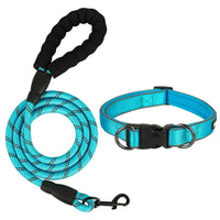 dog collars and leashes - Dog Collar and Leash Set Reflective Dog Collar Heavy Duty Dog Leash Adjustable Soft Neoprene Padded Nylon Pet Collars Comfortable Padded Handle for Small Medium Large Dogs 5FT (Blue Small) - Petcharged
