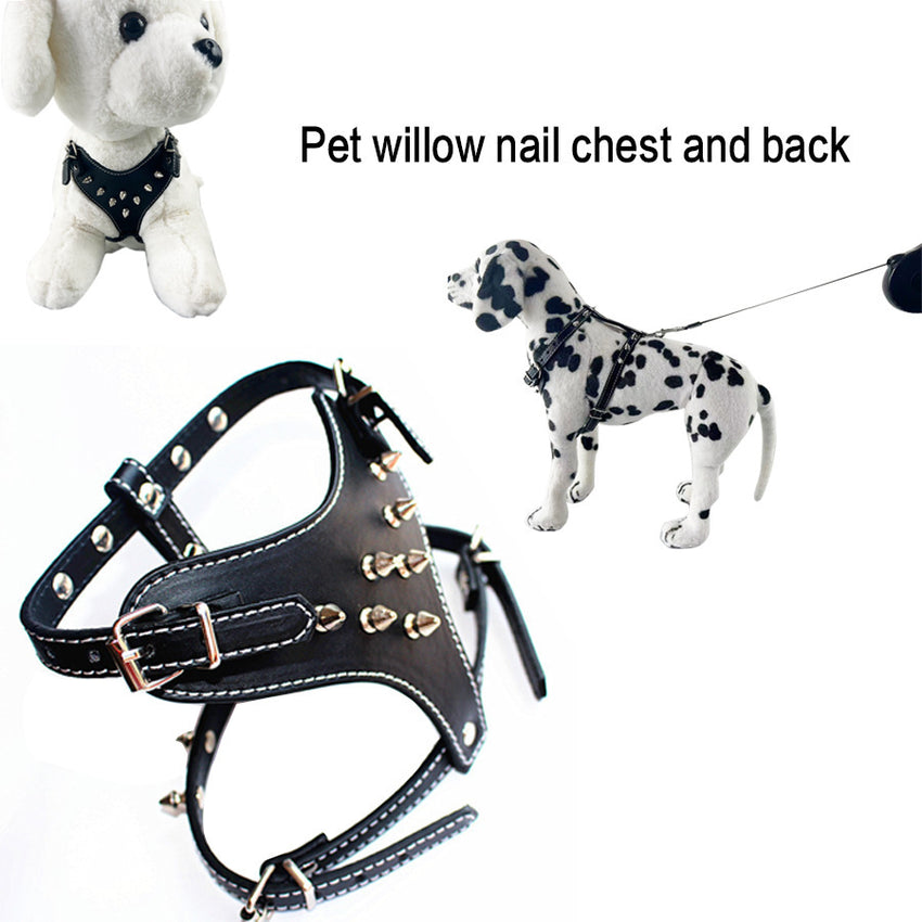 Spiked Studded Leather Puppy Dog Harness Vest For Small Breeds Black