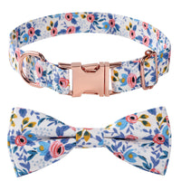 Cotton Floral Rose Gold Buckle Dog Collar