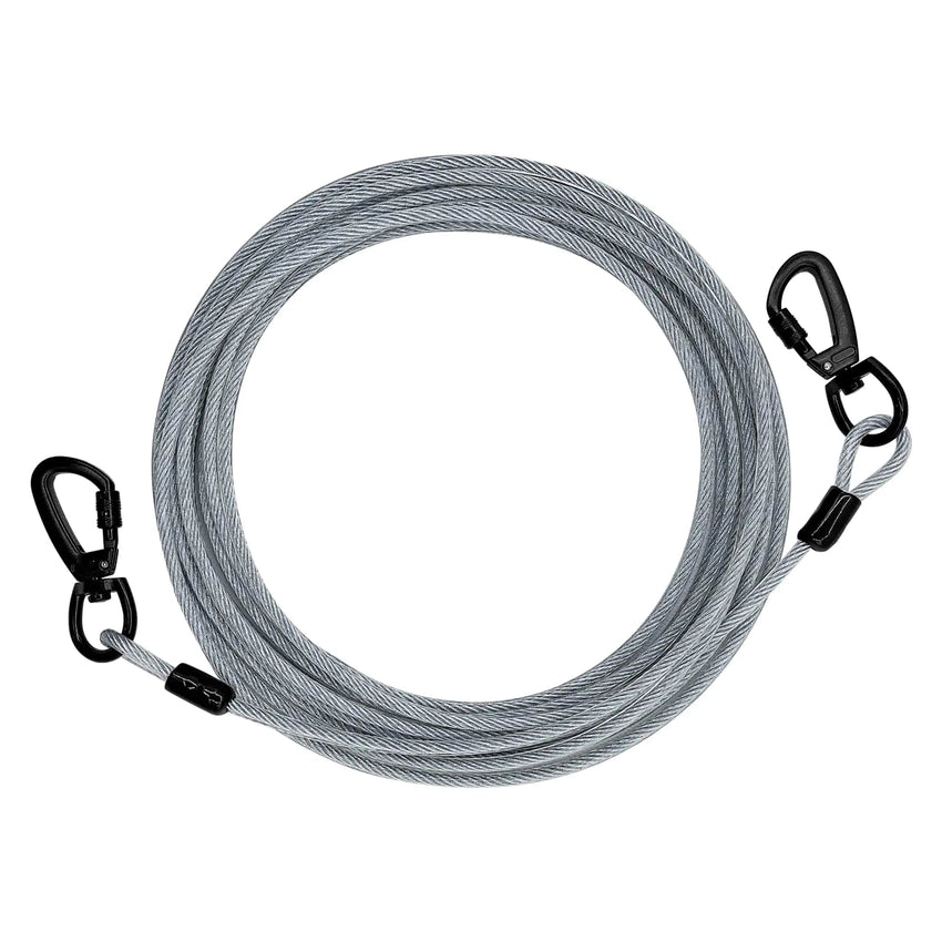 dog tie outs - Dog Tie Out Cable for Dogs Dog Runner Cable Outside Up to 125/250lbs10/15/20/30FT Long Dog Leashe&Chains for Yard Outdoor and Camping (Silver 30FT) - Petcharged