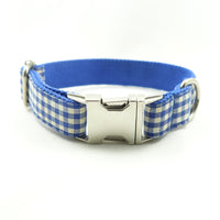 Blue plaid dog collar