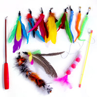 Funny Cat Stick Colorful Feathers Fishing Rod Combination Toy Set