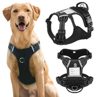 big dog harness - Tactical Dog Harness for Large Dogs No - Pull Dog Vest Harness with Handle Adjustable No - Choke Easy Control Pet Walking Harness (BlackXL) - Petcharged