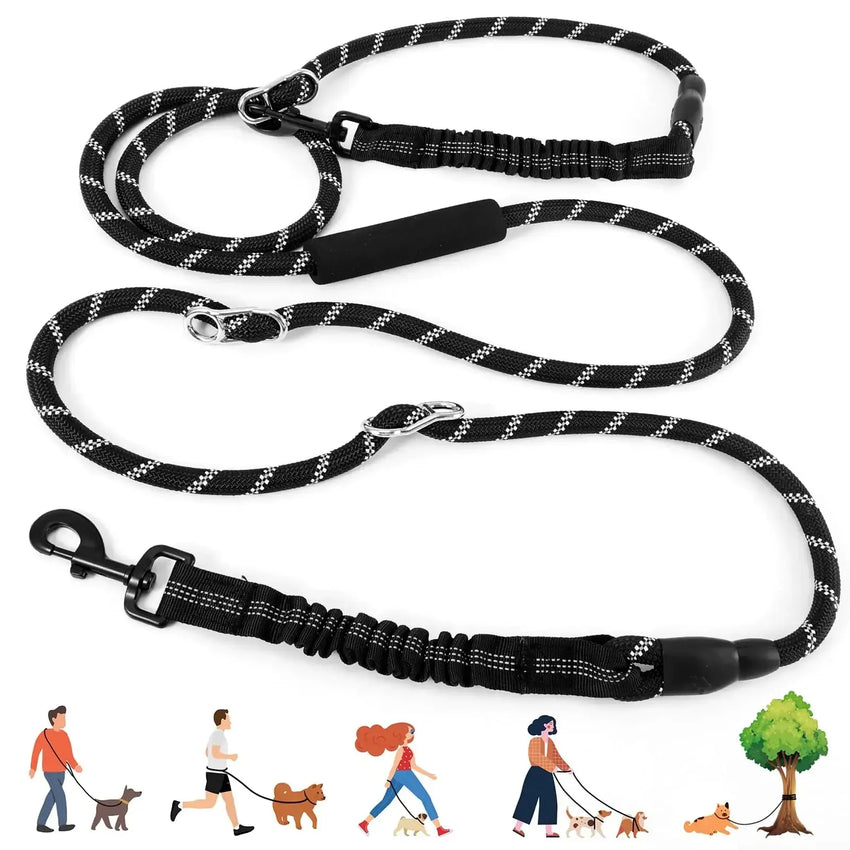 Hands Free Dog Leash - Heavy Duty Hands Free Dog Leash 10FT Adjustable Handsfree Dog Training Leash with Shock Absorbing Bungee No Pull Tangle Free Reflective Body Waist Leash for Dog Walking Running - Petcharged
