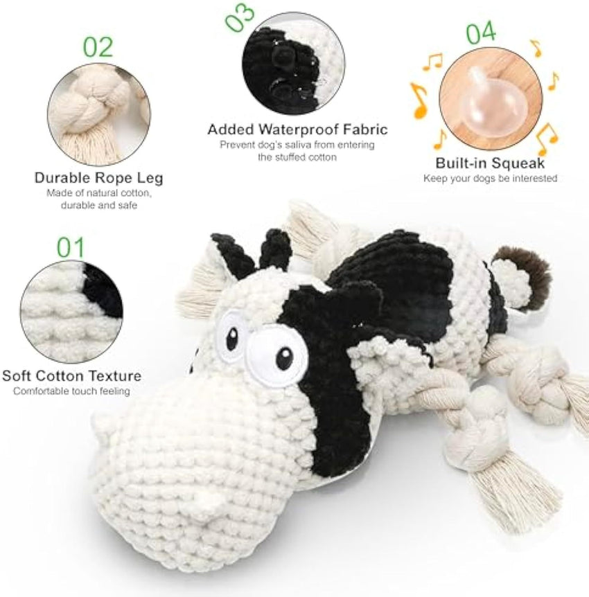 Squeaky Dog Toys Dog Plush Toy Dog Stuffed Animals Chew Toy Cute Dog Toys Stuffed Animals Toys For Dogs Durable Cow Dog Toy Best Toy For For Puppy Small Medium And Large Dogs - My Store #