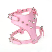 Spiked Studded Leather Puppy Dog Harness Vest For Small Breeds Black