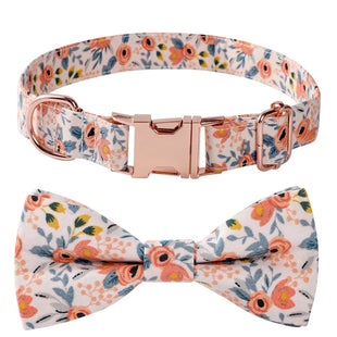 Cotton Floral Rose Gold Buckle Dog Collar