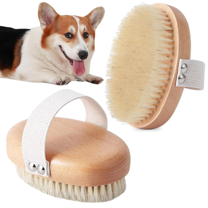 Soft Boar Bristle Pet Palm Brush For Short Haired Dogs And Cats With Band Reduce Shedding Ergonomic Dog Brush Easy To Hold And Reduces Stress On Your Wrist Ideal For Daily Grooming