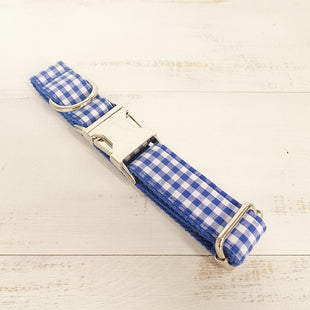 Blue plaid dog collar