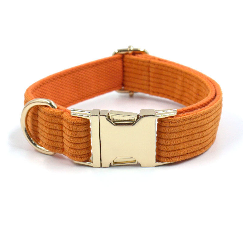 Pet Collar Metal Buckle Soft Corduroy Thick Striped Dog Collar