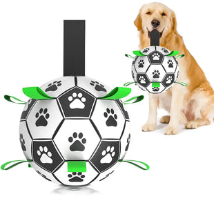 Dog Tug Toy - Dog Soccer Ball Toys with Straps - 8 inch Large Herding Ball for Dogs 2 - Petcharged