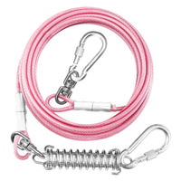 dog tie out cable - Dog Tie Out Cable for Outside30FT Long Dog Leash&Chains with Swivel Hook and Shock SpringSmall - Large Dog Runner Cable for YardHeavy Duty Dog Lead Line for Outdoor and Camping (500lbs 30FT Pink) - Petcharged