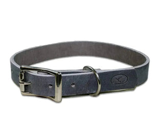 Full Grain Leather Dog Collar Thick Durable Real Leather Stainless Steel Buckle Gray S/M 12-16 Inch