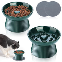 2 Pack Ceramic Raised Slow Feeder Cat Bowls Elevated Cat Food Bowls for Indoor Cats Small Dogs Anti Vomiting Cat Feeding Bowls for Dry Wet Food Lifted Porcelain Slow Feeder - Petcharged