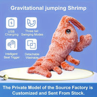 Pet Gravity Shrimp Plush Toy USB Charging Simulate Lobster Electric Jumping Cat Toys, Simulation Lobster Dog Toy, USB Charging With Catnip Plush Cat Toy, Pet Dog Cats Stuffed Interactive Toy - My Store #