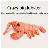 Pet Gravity Shrimp Plush Toy USB Charging Simulate Lobster Electric Jumping Cat Toys, Simulation Lobster Dog Toy, USB Charging With Catnip Plush Cat Toy, Pet Dog Cats Stuffed Interactive Toy - My Store #