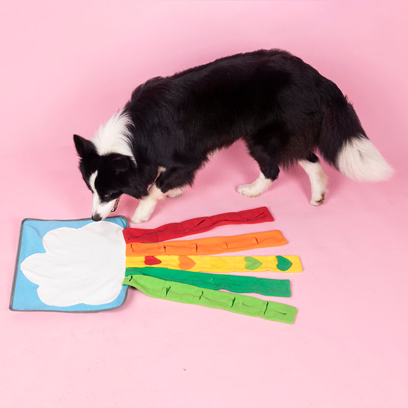 Pet Rainbow Enrichment Mat Dog Play Snuffle Mat For Boredom & Stress Relief, Treat Puzzle Games Interactive Nosework Pet Toy -Encourages Natural Foraging Skills - My Store #