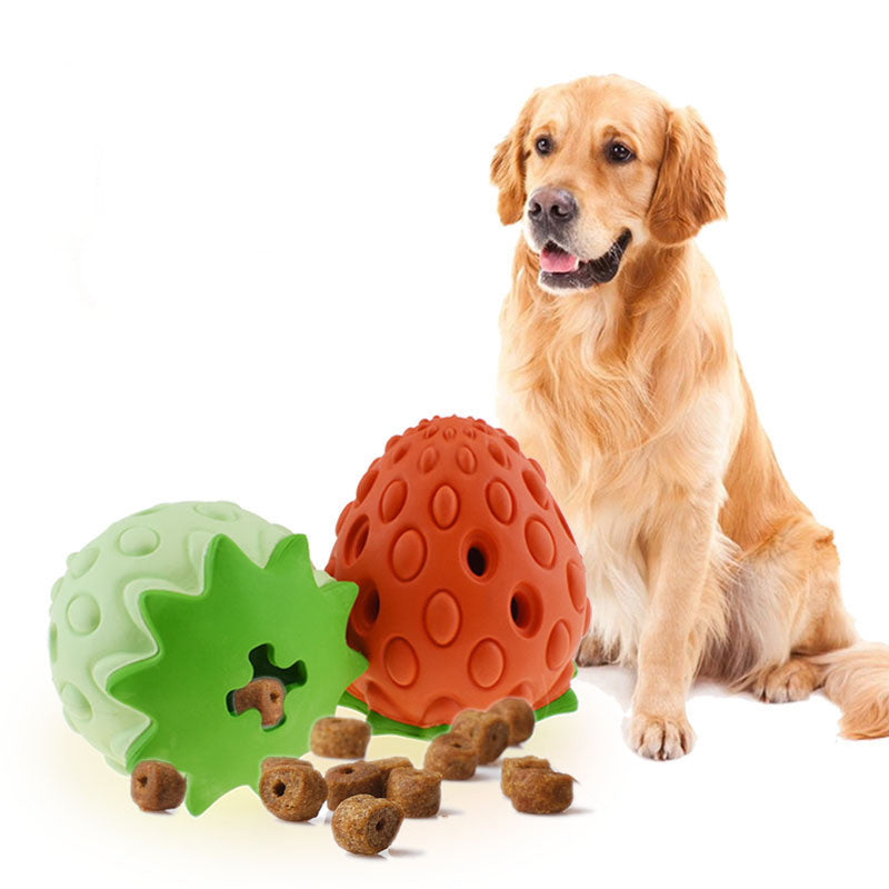 Pet Toy Chew Resistant Strawberry Leak Food Ball Pet Supplies Dog And Cat Toys - My Store #