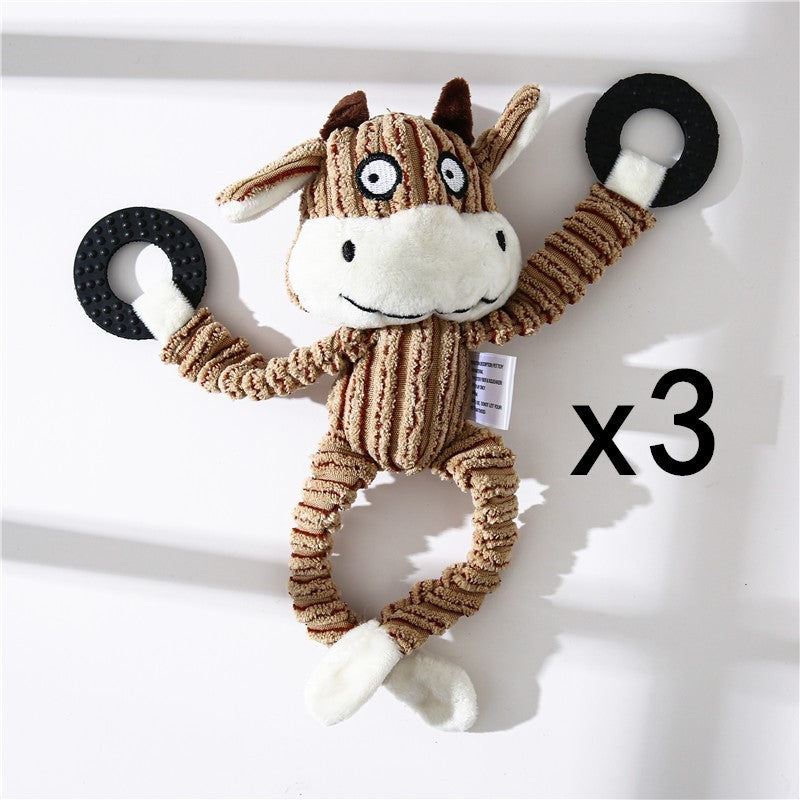 Pet Toy Donkey Shape Corduroy Chew Toy For Dogs Puppy Squeaker Squeaky Plush Bone Molar Dog Toy Pet Training Dog - My Store #