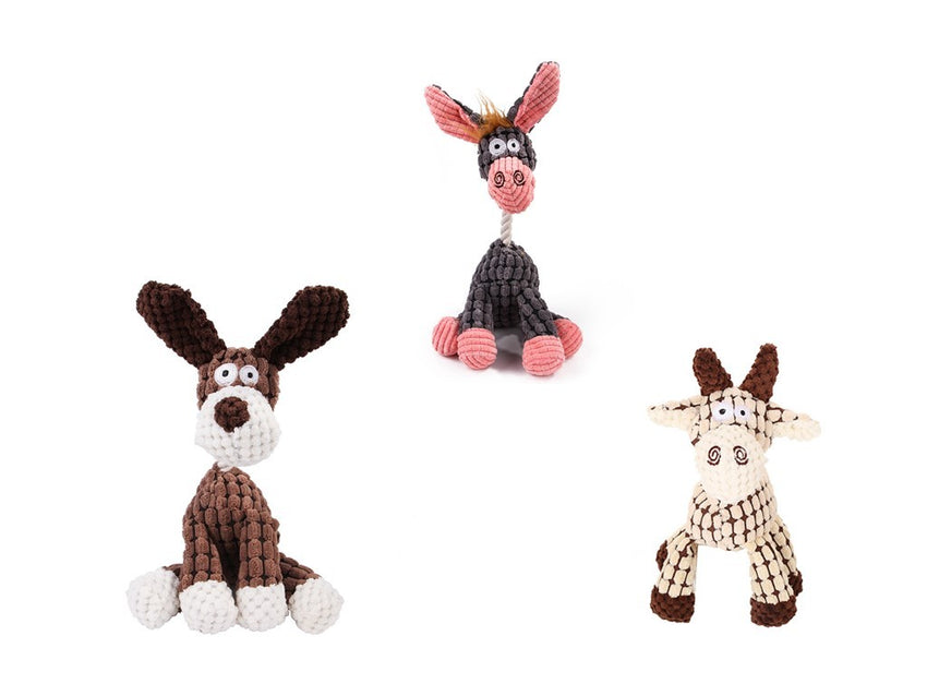 Pet Toy Donkey Shape Corduroy Chew Toy For Dogs Puppy Squeaker Squeaky Plush Bone Molar Dog Toy Pet Training Dog - My Store #