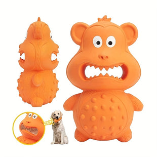 Rubber Mouthing Monkey Toy Durable Rubber Dog Chew Toy Tough Dog Tooth Cleaning Toy Squeaky Durable Medium Large Breed Interactive Chew Toy - My Store #