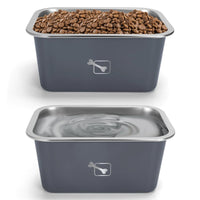 large dog bowls - Stainless Steel Dog Bowls for Large Dogs 2.65 Gallon High Capacity Dog Food and Water Bowls for Large Breeds Metal Dog Food Bowls for Large and X - Large Dogs Indoors and Outdoors 2 Pack Gray - Petcharged