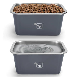 Large Dog Bowls – 2.65 Gallon Stainless Steel Food & Water Bowls for Large Breeds | Heavy-Duty Metal Dog Bowls for Indoor & Outdoor Use (2 Pack, Gray)