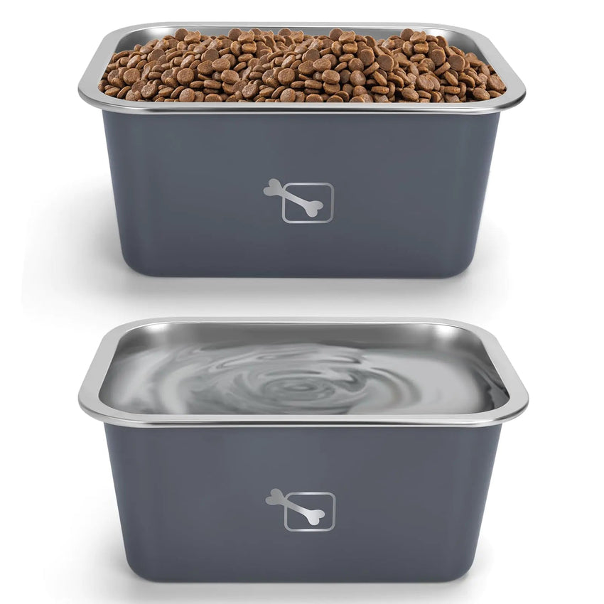 large dog bowls - Stainless Steel Dog Bowls for Large Dogs 2.65 Gallon High Capacity Dog Food and Water Bowls for Large Breeds Metal Dog Food Bowls for Large and X - Large Dogs Indoors and Outdoors 2 Pack Gray - Petcharged