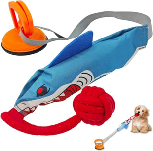 Squeaky Dog Tug Toy Interactive Shark Shape Tug Of War Dog Pull Toy With Suction Cup To Keep Them Busy Durable Dog Rope Toys For Small Medium Dogs Indoor Or Outdoor Play