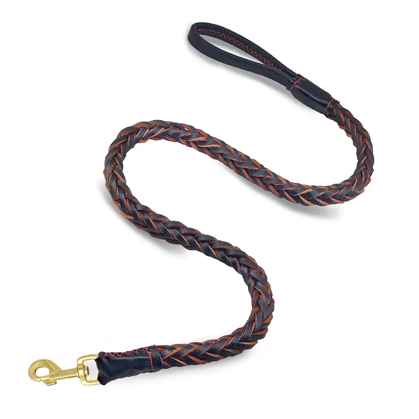 leather dog leash - Leather Dog Leash Durable Braided Dog Training Leash Heavy Duty Leather Dog Leashes Soft and Comfortable Leather Leash for Large and Medium Dogs - Petcharged