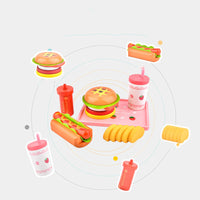 Wooden Burger Toy Strawberry Simulation Burger Hot Dog Group - My Store #