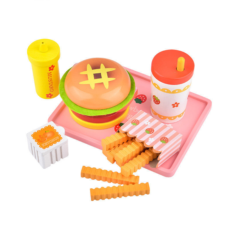 Wooden Burger Toy Strawberry Simulation Burger Hot Dog Group - My Store #