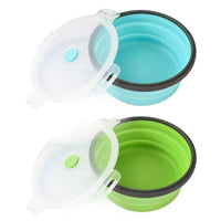 collapsible dog bowl - 2 Pack Collapsible Dog Bowls Silicone Travel Dog Bowls Portable Dog Food Bowls with Lids Pet Feeders Collapsible Water Cup Cat Bowl Dish for Camping Traveling Walking 17 oz 500ml - Petcharged