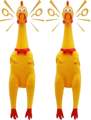 Chicken dog toy- Rubber Chicken Squeeze Squawking Chicken (2 Pack) 12-Inch